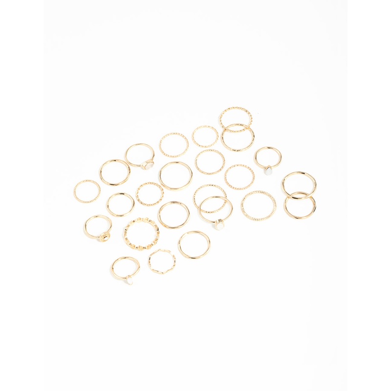 Gold Textured Synthetic Opal Ring 24-Pack