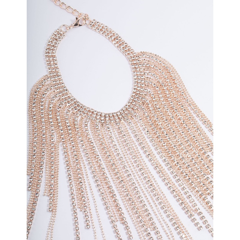 Rose Gold Cupchain Fringe Necklace
