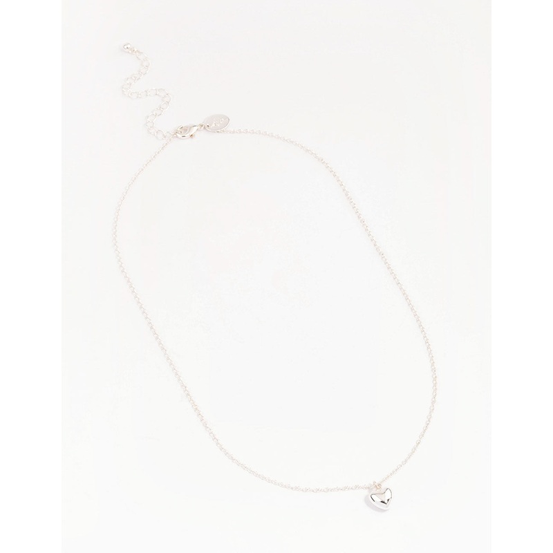 Silver Mini Puffy Heart Pendant Necklace