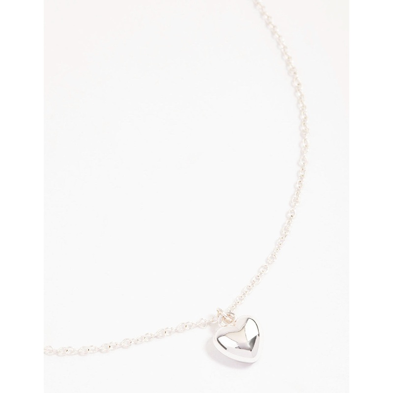 Silver Mini Puffy Heart Pendant Necklace