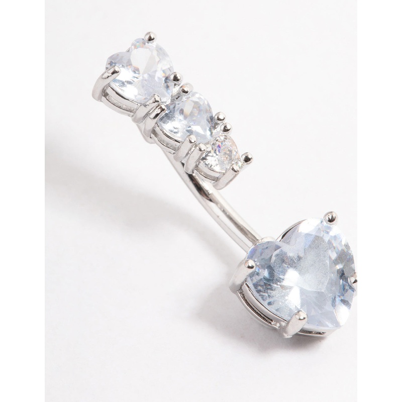 Surgical Steel Cubic Zirconia Heart Top Belly Ring