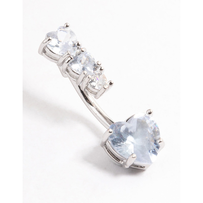 Surgical Steel Cubic Zirconia Heart Top Belly Ring