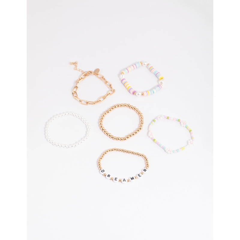 90s Colourful Pearl Bracelet Pack