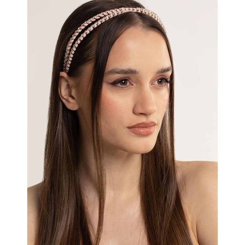 Blush Diamante Crossover Headband