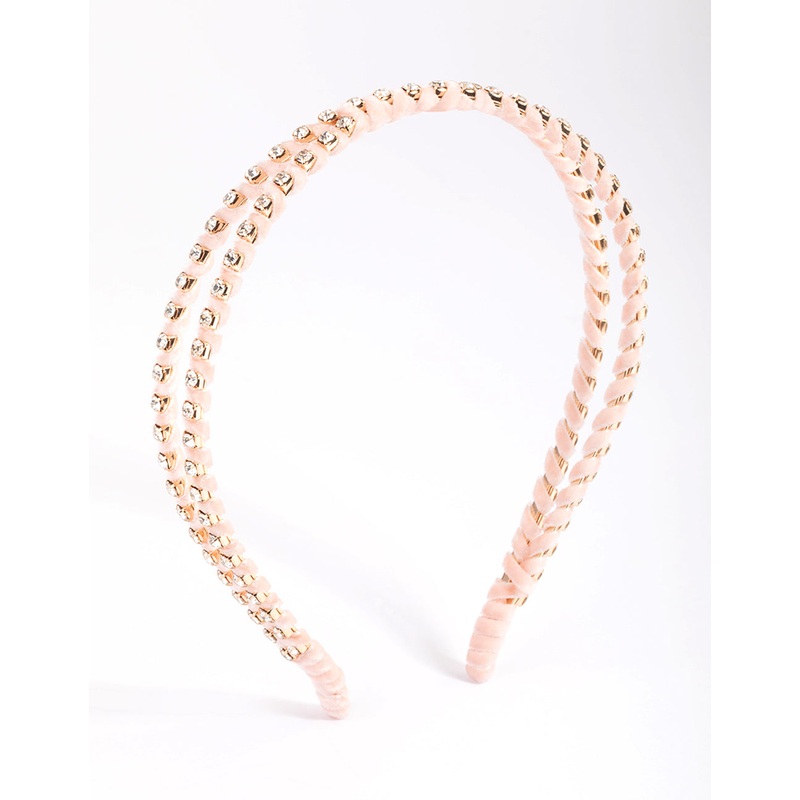 Blush Diamante Crossover Headband