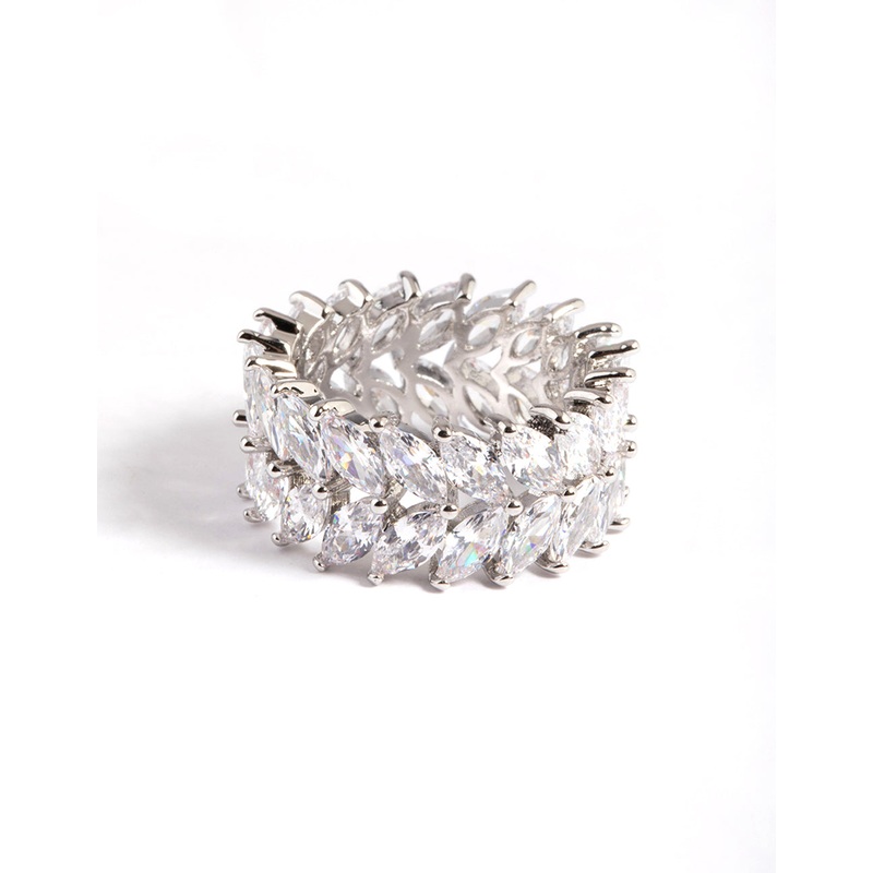 Diamantemond Simulant s Silver Marquise Statement Ring
