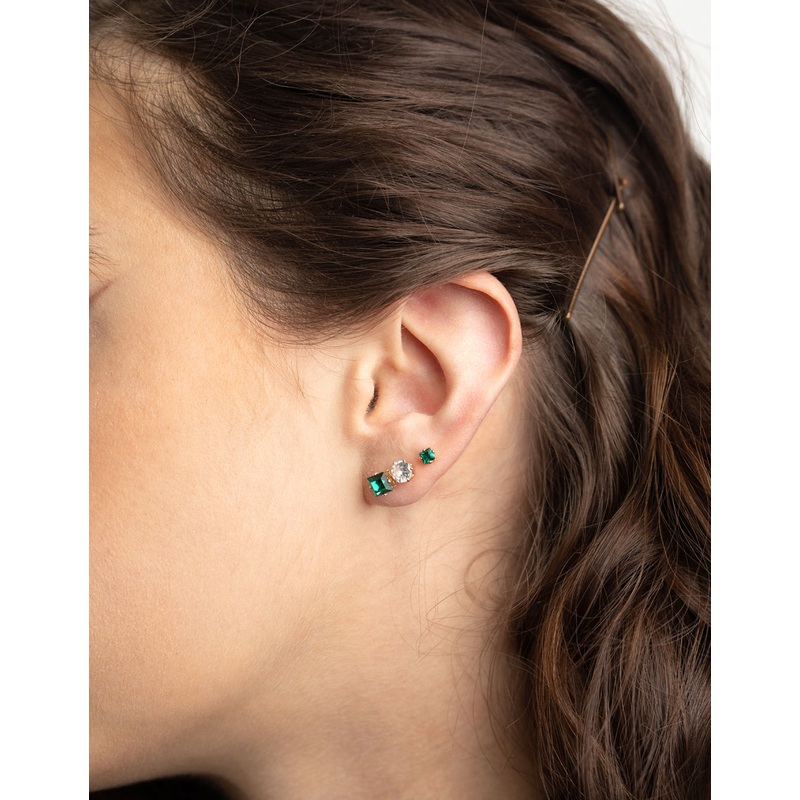 Gold Circle Square Stud Earrings 6-Pack