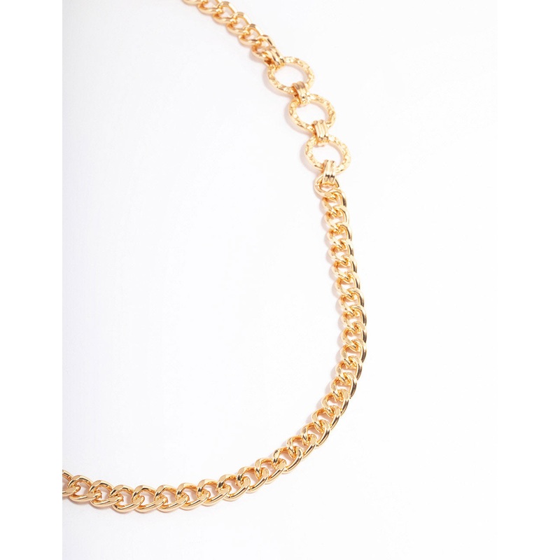 Gold Hammered T&O Necklace
