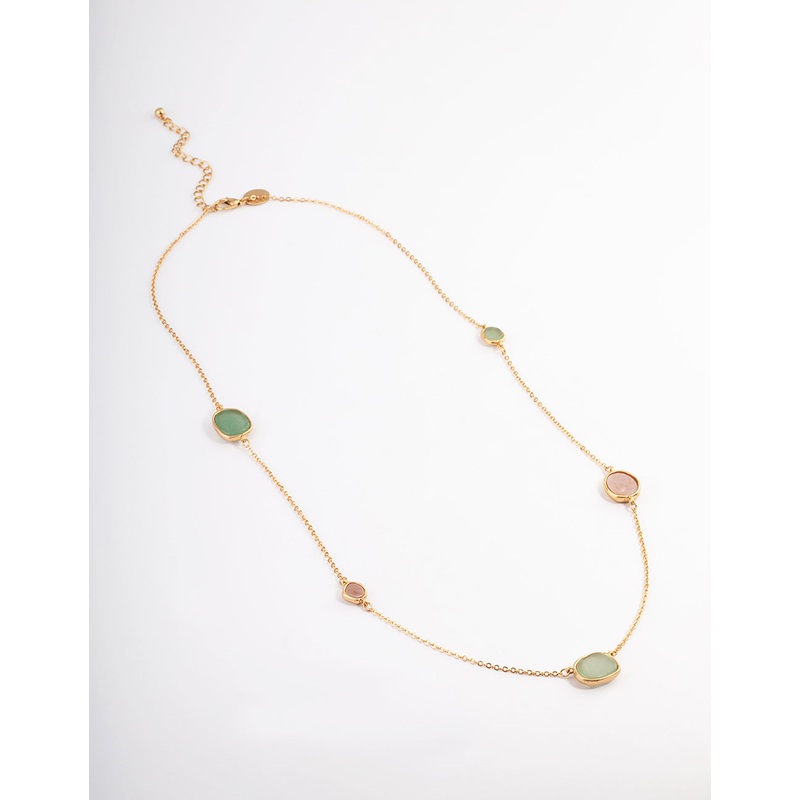 Gold Long Semi Precious Necklace