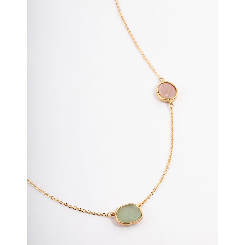 Gold Long Semi Precious Necklace