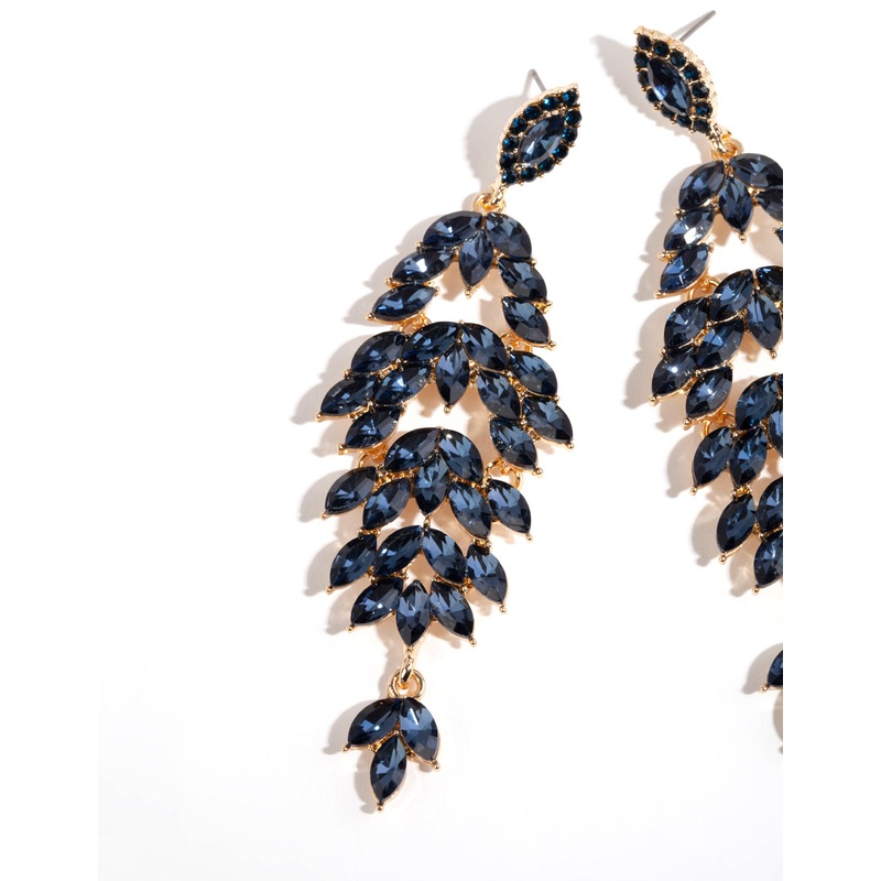 Gold Navette Stone Drop Earrings