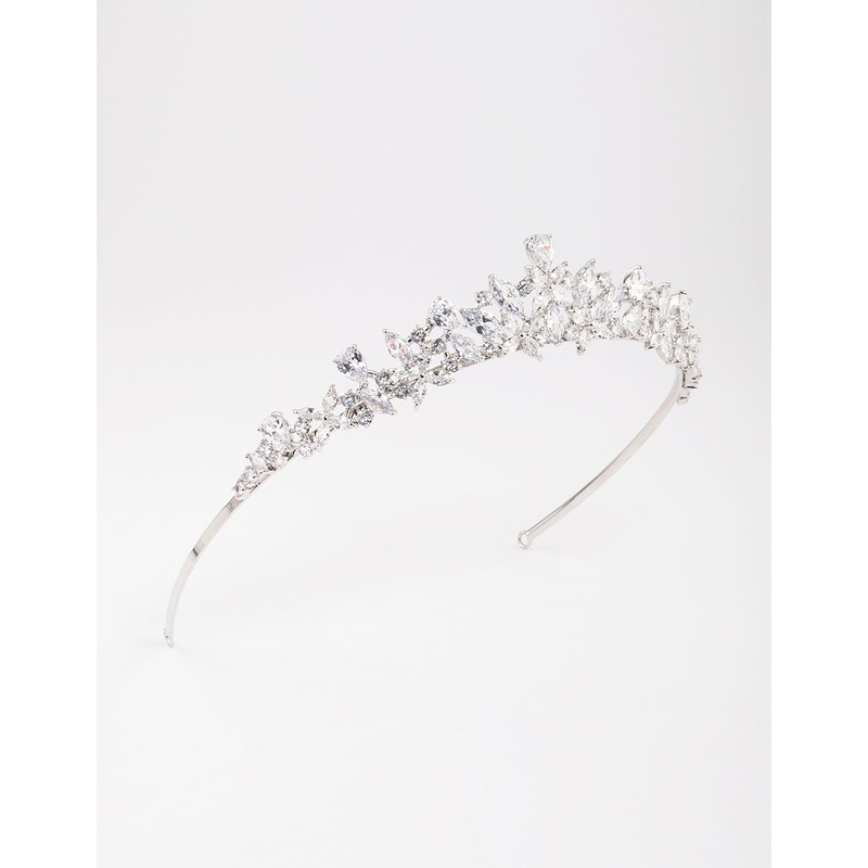Silver Cubic Zirconia Mixed Marquise Floral Crown