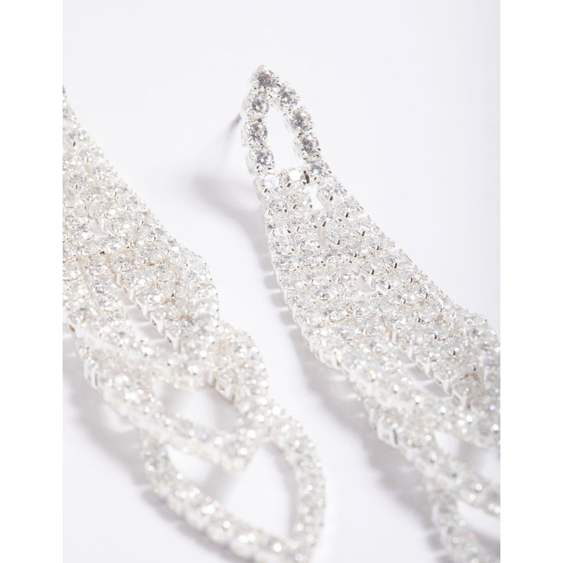 Cubic Zirconia Graduated Loop Cupchain Earrings