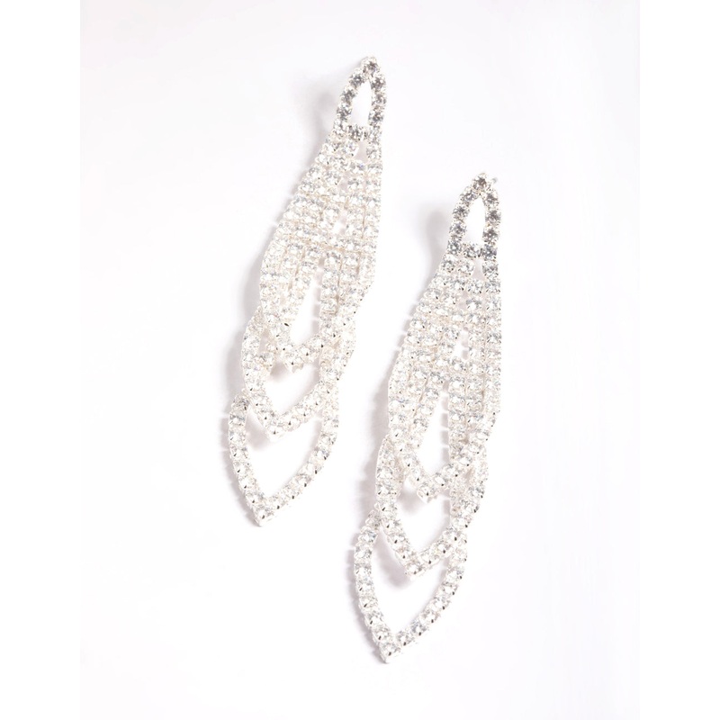 Cubic Zirconia Graduated Loop Cupchain Earrings