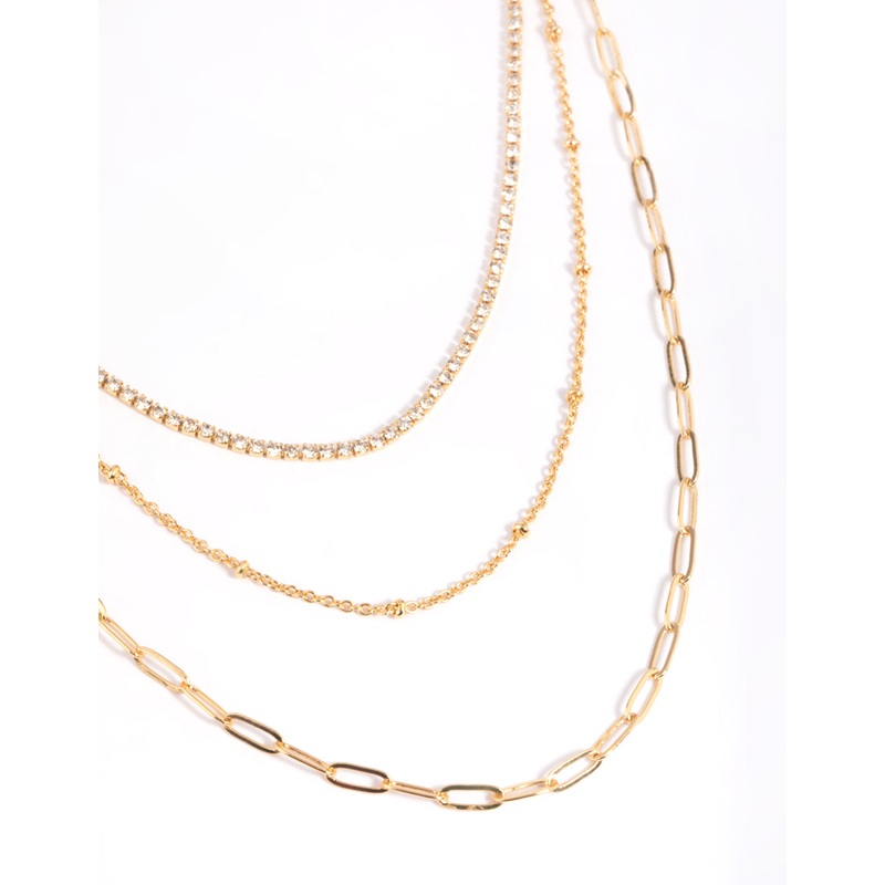 Gold Plated Chain Layered Necklace