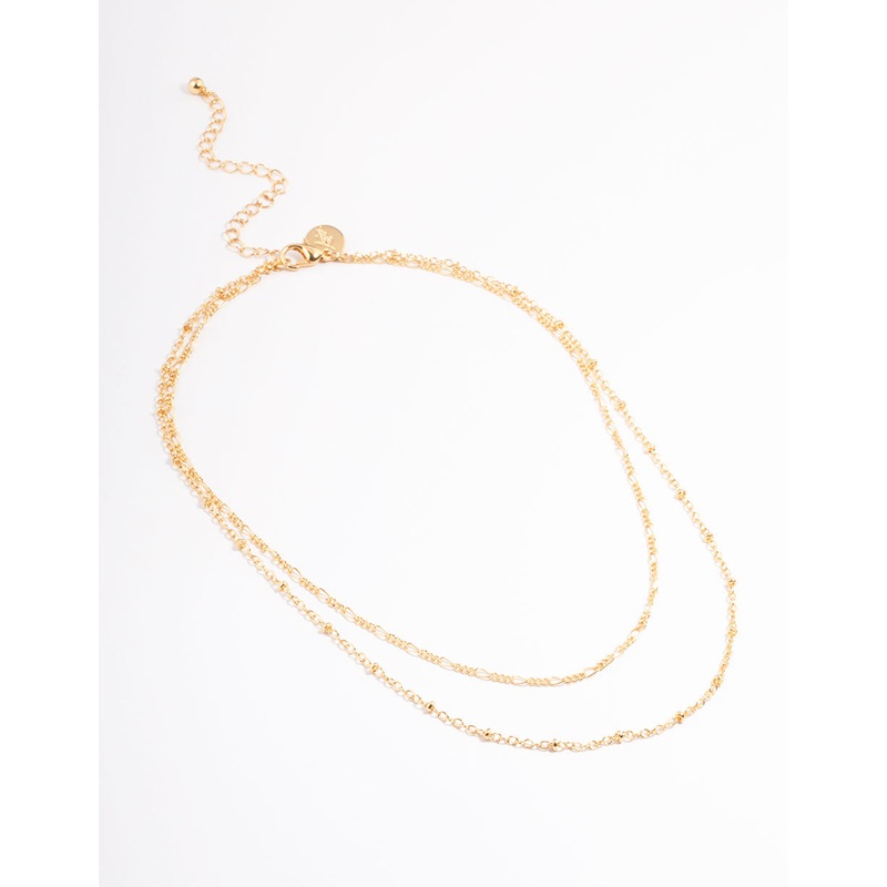 Gold Plated Stainless Steel Mixed Fine Chain Layered Necklace
