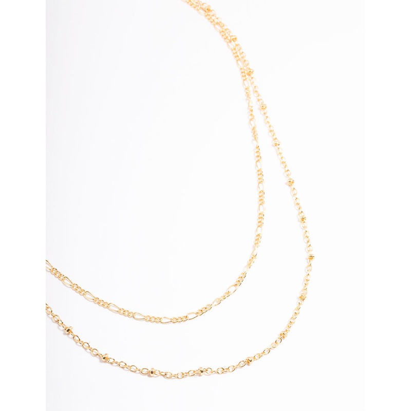 Gold Plated Stainless Steel Mixed Fine Chain Layered Necklace