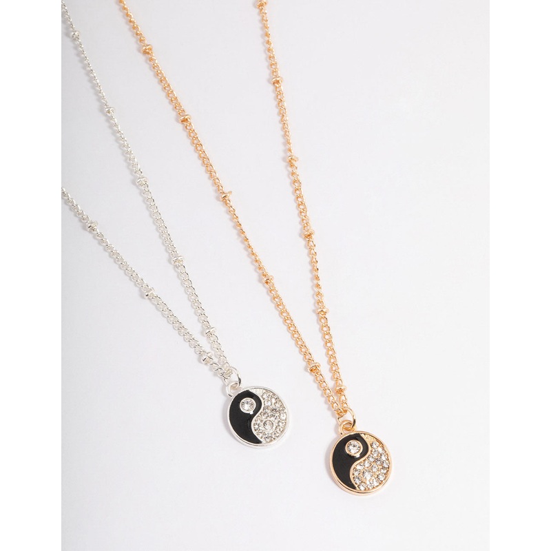 Mixed Metal Diamante Saturn Necklace Pack