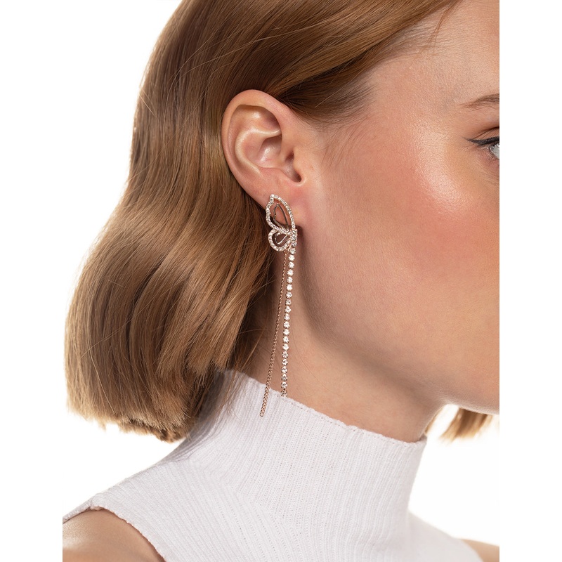 Rose Gold Butterfly Wing Drop Earrings