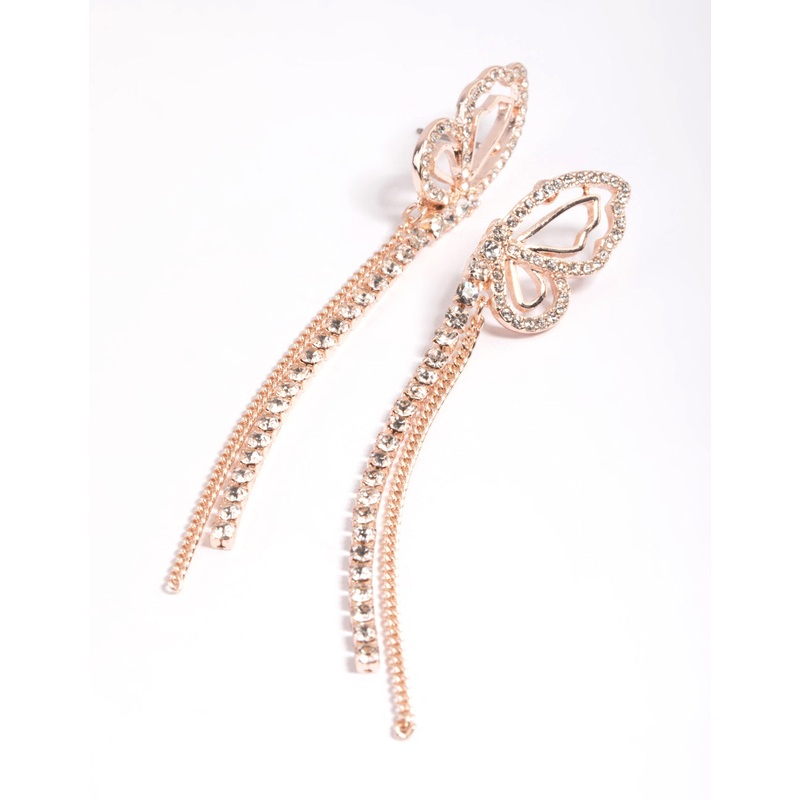Rose Gold Butterfly Wing Drop Earrings