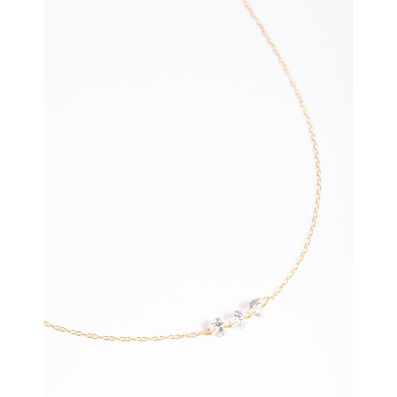 Gold Plated Sterling Silver Crystal Necklace