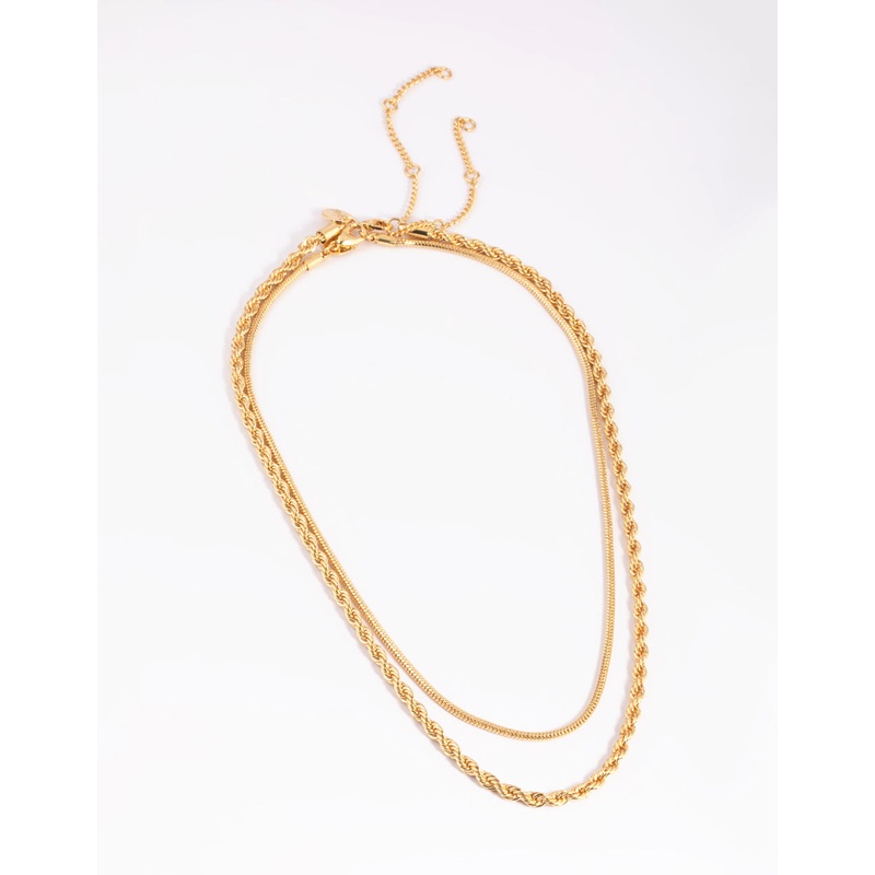 Gold Plated Twisted Snake Chain Necklace