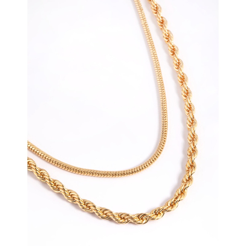 Gold Plated Twisted Snake Chain Necklace