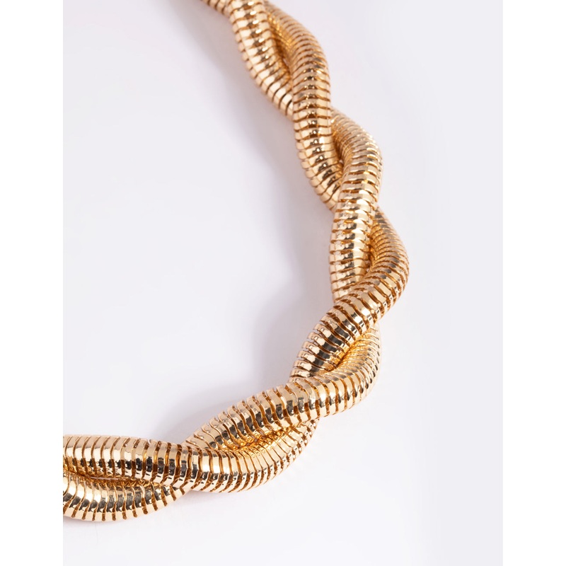 Gold Textured Twist Chain Necklace