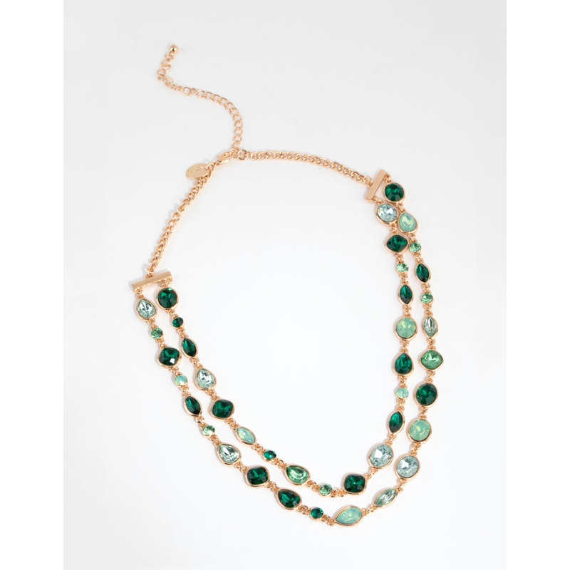 Green Marquise Mix Layered Necklace