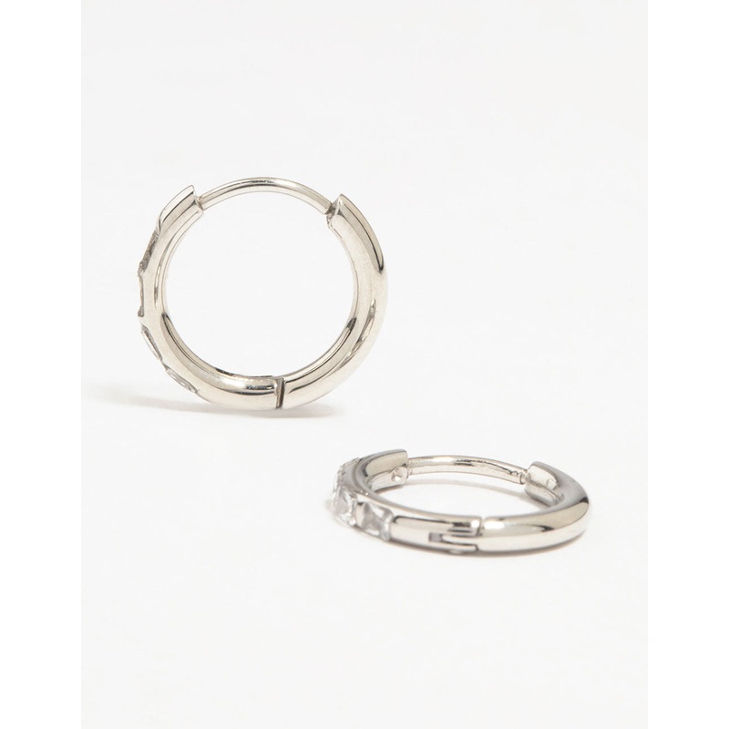 Surgical Steel Diamante Huggie Earrings