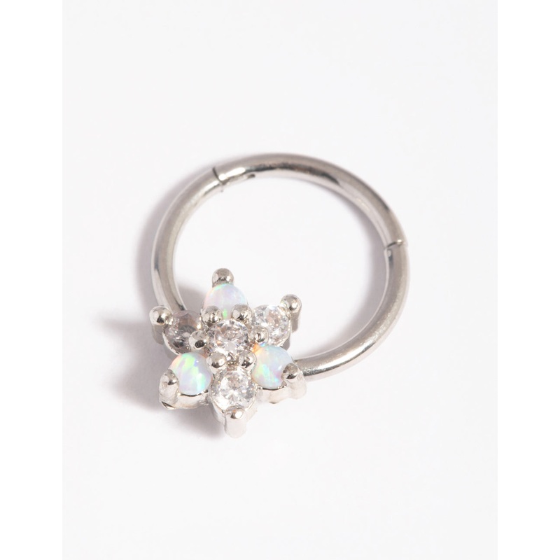 Surgical Steel Pretty Flower Clicker Ring