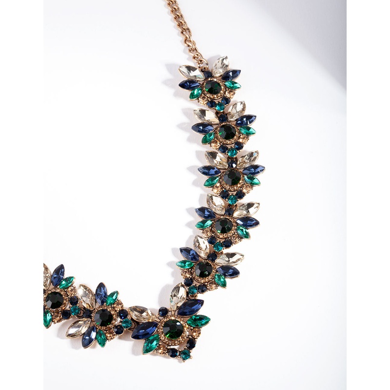 Blue Flower Stone Set Necklace