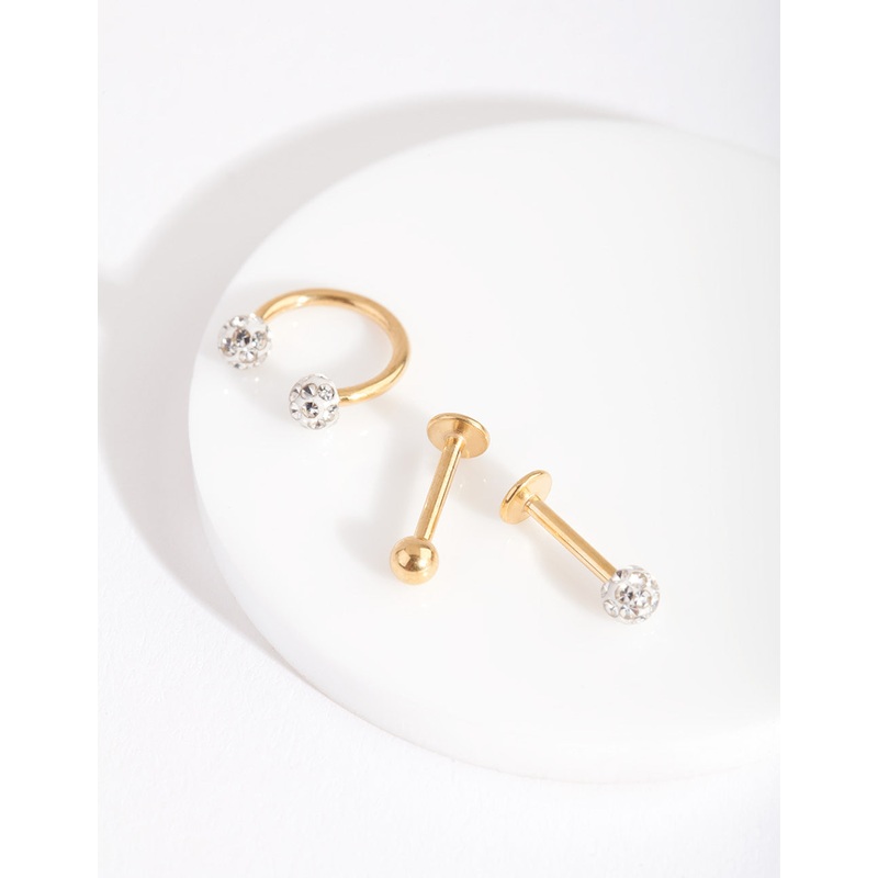 Gold Disco Ball Flat Back Earring Pack