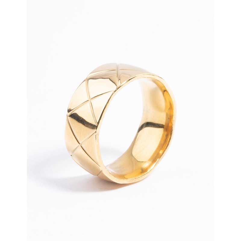 Gold Plated Stainless Steel Wide Woven Ring