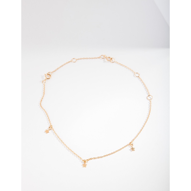 Gold Plated Sterling Silver Star Anklet Bracelet