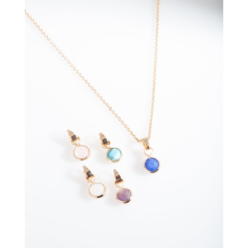 Gold Semi-Precious Charm Necklace