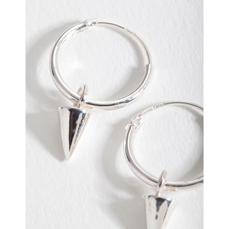 Sterling Silver Spike Dangle Hoop Earrings