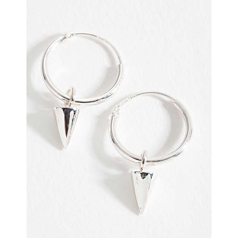 Sterling Silver Spike Dangle Hoop Earrings