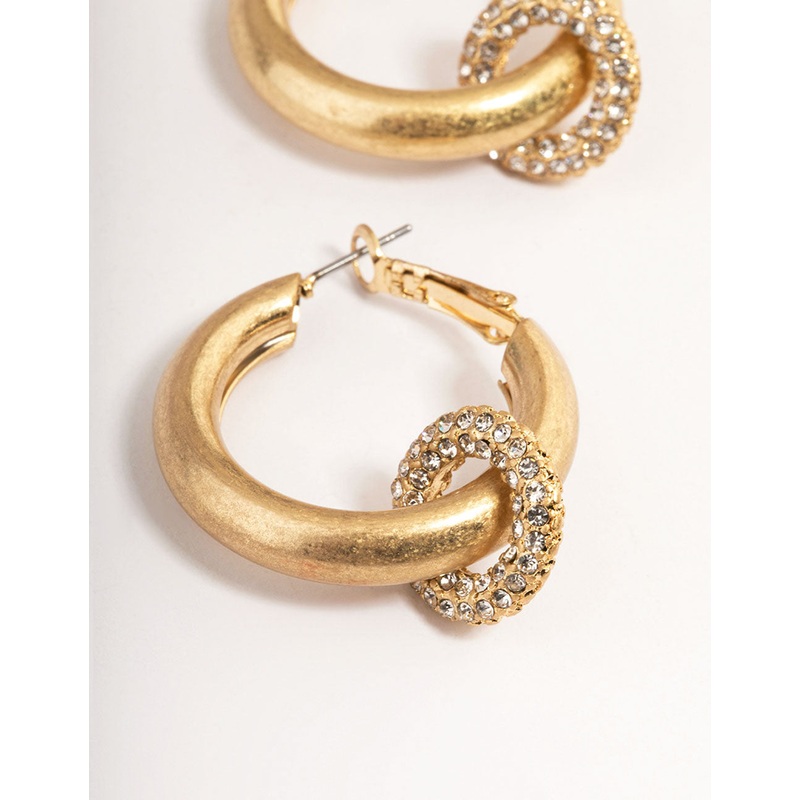 Gold Bling Ring Hoop Earrings