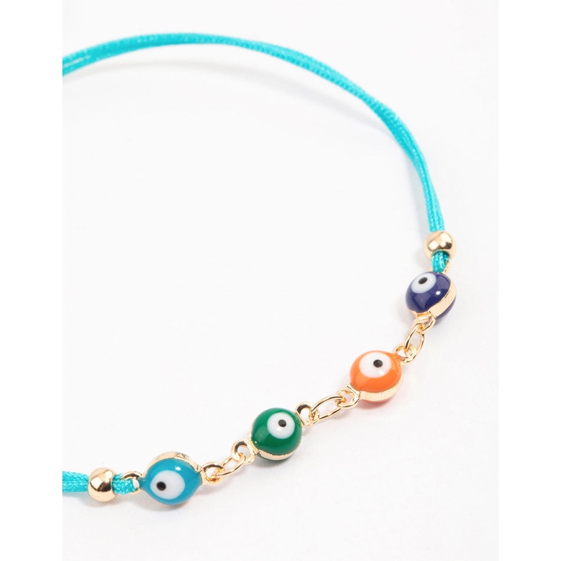 Gold Multi Evil Eye Chain Bracelet