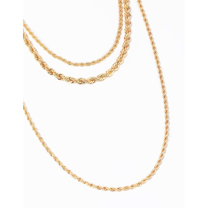 Gold Twisted Chain Layered Necklace