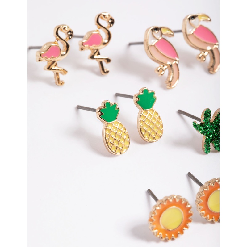 Kids Gold Tropicana Stud Earrings 6-Pack