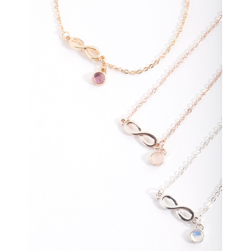 Mixed Metal Infinity Stone Bracelet Pack