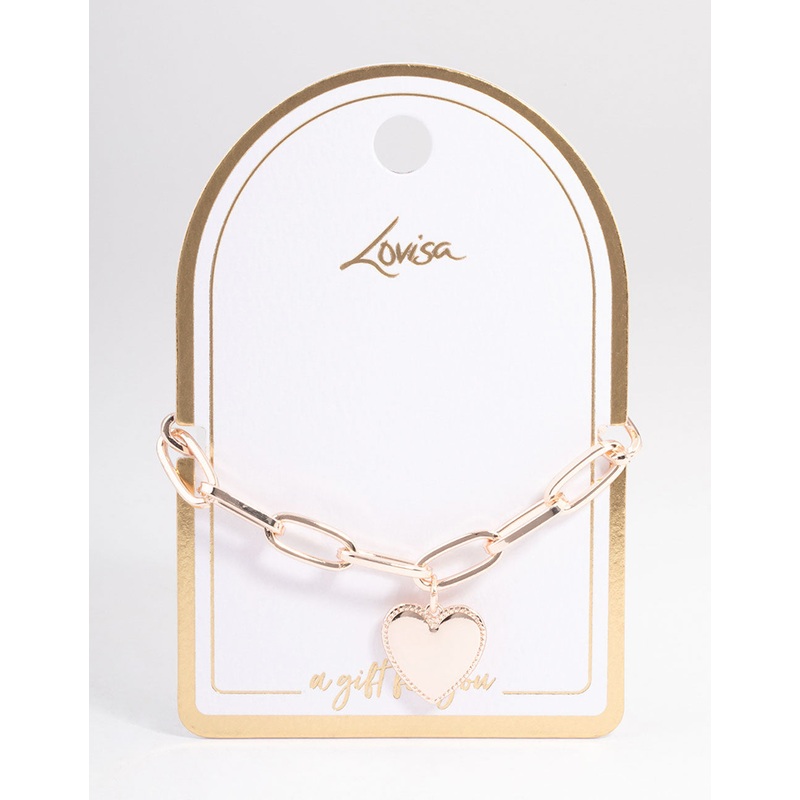 Rose Gold Chunky Pressed Heart Bracelet