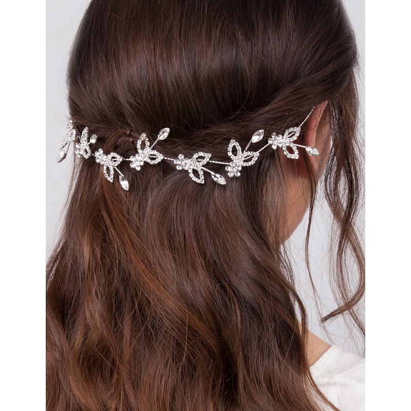 Silver Leaf Crystal Hair Vine