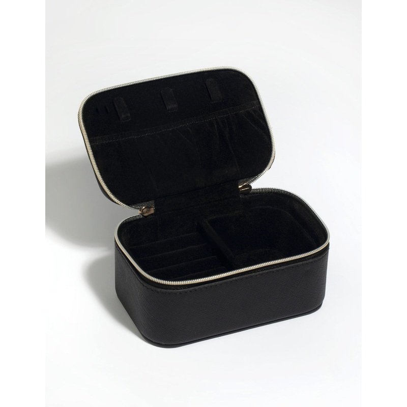 Black Faux Leather Rectangle Travel Jewellery Box