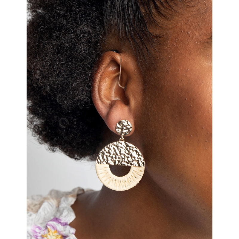 Cream Raffia Drop Earrings