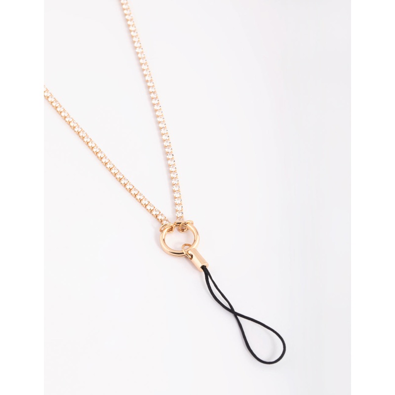 Gold Cubic Zirconia Phone Chain