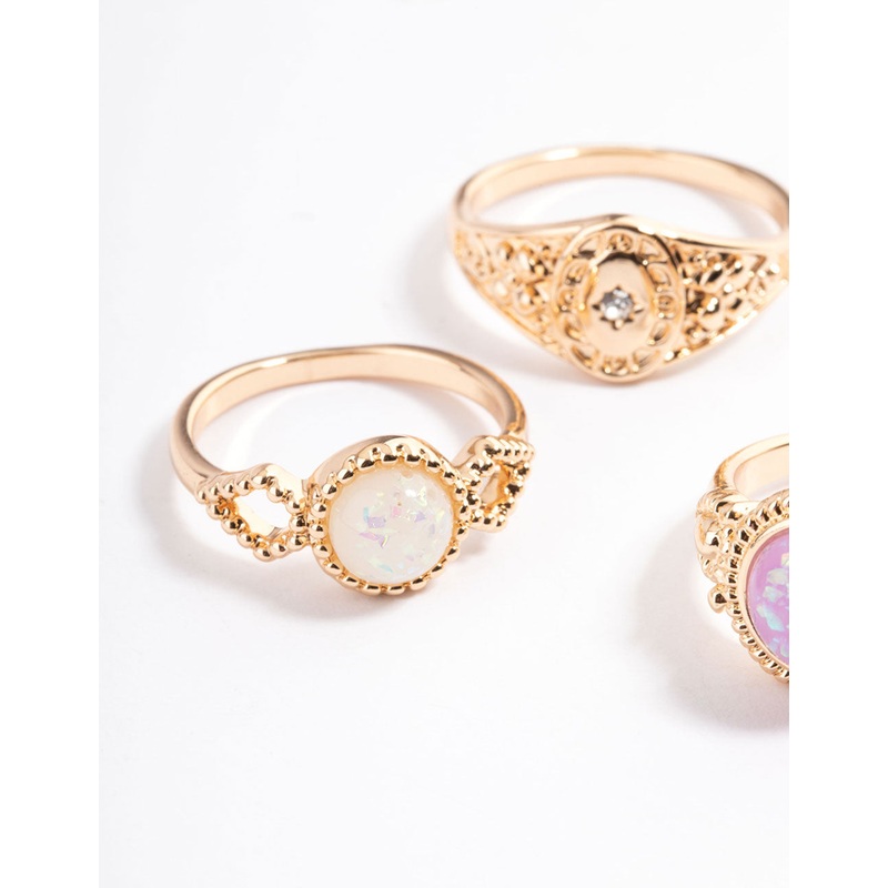 Gold Opal Signet Ring Pack|SM|ML