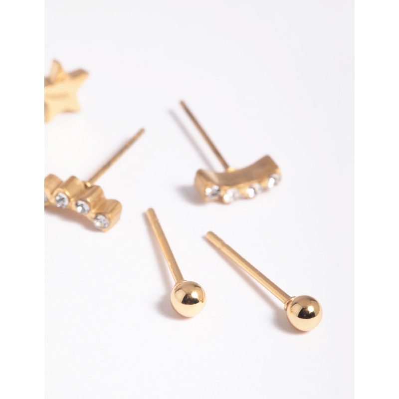 Gold Plated Surgical Steel Star Stud Earring Pack